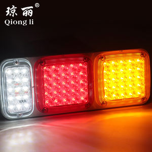 Recién mejorado 12V 24V LED <span class=keywords><strong>Luz</strong></span> <span class=keywords><strong>trasera</strong></span> Lámpara <span class=keywords><strong>trasera</strong></span> 75 LED Combinación de tres lentes en condición de placa de plástico Nuevo - Product Image 5