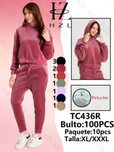 Tuta da donna con felpa con cappuccio e pantaloni lunghi fino alla caviglia, tinta unita, in poliestere traspirante, abbigliamento casual autunnale - Product Image 3