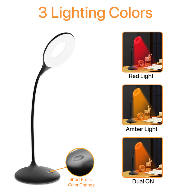 2025 Upgraded LED Desk Lamp Dimmable Flexible Gooseneck USB Reading Lamp Side Table Lamp