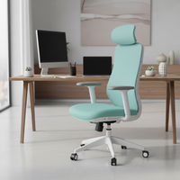 Chaise de bureau exécutive ergonomique moderne en maille de nylon réglable, accoudoirs 3D ajustables, base en aluminium, 4 vérins à gaz, pivotante 3 positions