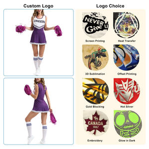 ชุดยูนิฟอร์มเชียร์ลีดเดอร์สำหรับผู้หญิง พรีเมียม พร้อมโลโก้สั่งทำ สำหรับทีมแข่งขัน หลายสี เสื้อ กางเกงขาสั้น ผลิตจากโพลีเอสเตอร์ 100% สำหรับขายส่ง - Product Image 3