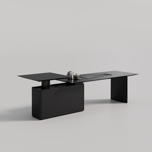 Modern Luxury Modular L-Shaped Executive Office <b>Desk</b> with Wood Top and Comfortable Chair - Product Image 5