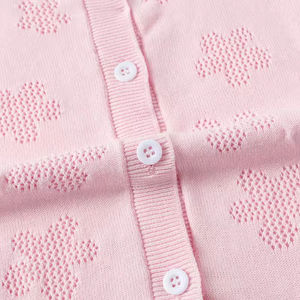 เสื้อคาร์ดิแกนเด็กผู้หญิง ดีไซน์ใหม่รับฤดูใบไม้ผลิ ผ้าฝ้าย 100% คอทรงกลม ลายเชอร์รี่ สีชมพู สวยงาม - Product Image 5