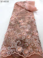 Dentelle en tulle africain, perles, fleurs appliquées vert menthe, paillettes, tissu en dentelle, maille, matériaux de couture, fabriqué à la main en Chine, 100%