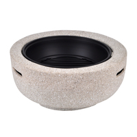 Brasero rond moderne en acier de 24 pouces avec oxyde de magnésium, foyer extérieur pour jardin à bois avec pique à bois