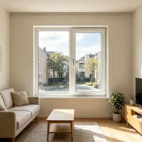 Ventana Abatible de UPVC de Gran Apertura y Ventilación Máxima para Extensión de Terraza, Ángulo de Apertura Ajustable