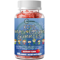 Gummies de magnésium pour enfants sous marque privée OEM, saveur framboise, complément pour le bien-être gastro-intestinal et le développement osseux sain