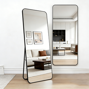 Elegante <span class=keywords><strong>Specchio</strong></span> con Cornice in Metallo per <span class=keywords><strong>Soggiorno</strong></span>, <span class=keywords><strong>Specchio</strong></span> Decorativo a Figura Intera, <span class=keywords><strong>Specchio</strong></span> <span class=keywords><strong>da</strong></span> Terra Moderno Dorato - Product Image 4