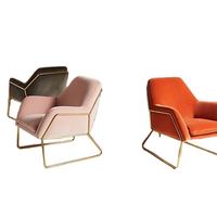 Fauteuil d'appoint en tissu velours pour meubles en gros, cadre en cuivre, canapé de salon