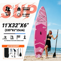 Planche à pagaie gonflable GQ BOARD - Planche de surf rose pour les sports nautiques et les loisirs sur la plage