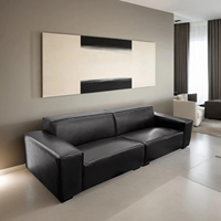 Canapé modulaire sectionnel inclinable trois places en cuir véritable noir de haute qualité pour salon d'appartement et de villa, style minimalisme moderne