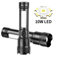 Senter LED Mini Dapat Diperbesar, Dapat Diisi Ulang Tipe-C dengan Lampu Peringatan Merah Biru, Portabel dengan Fungsi Memori