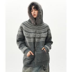 Cárdigan Unisex Grueso y Transpirable con Diseño Fair Isle, Bloques de Color, Estilo Vintage para Parejas, Holgado, Abierto por Delante, Tejido Acogedor para Invierno, Ropa Urbana - Product Image 1