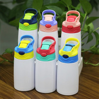 Bouteille d'eau isotherme en acier inoxydable de 12 oz pour enfants, tasse à bec anti-fuite avec paille pour l'école