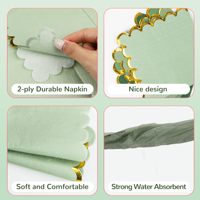 Serviettes de cocktail en papier festonnées personnalisées avec logo et dorure à chaud pour mariage, baby shower, dîner, anniversaire, fournitures de fête