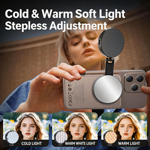 Beauty Magnetic Fill Light With Built-In <b>Vanity</b> Mirror For Phone Selfie LED <b>Lighting</b> Adjustable Color Temperature - Product Image 4