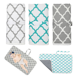 Tapis <span class=keywords><strong>à</strong></span> <span class=keywords><strong>langer</strong></span> portable et réutilisable pour bébé, pliable, imperméable, avec motif imprimé pour bébés garçons et filles - Product Image 3