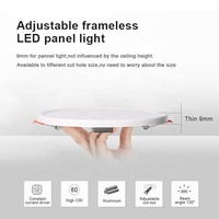 Vente en gros de panneaux lumineux encastrés en aluminium ultra fins, panneaux lumineux ronds encastrés, hauteur 9 mm, 6 W, 15 W, 20 W, panneau lumineux LED SMD anti-éblouissement