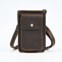 Sac banane rétro pour homme en cuir véritable, design Crazy Horse vintage, avec fermeture éclair, imperméable