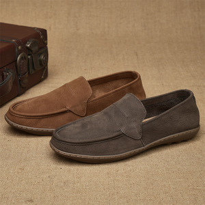 Mocassins en cuir pour homme, bout rond, à enfiler, respirants, dessus en cuir véritable, semelle extérieure en caoutchouc, semelle intermédiaire en EVA - Product Image 3