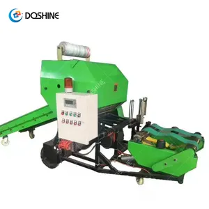Combined Corn Silage Baler Wrapper Machine Maize Straw Baling Wrapping Compression Machine, Mini Round Hay Bale Packing Machine