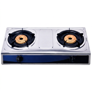 Table de cuisson à gaz double ZGBES, surface en acier inoxydable, allumage électronique, commande par bouton, nettoyage facile, utilisation portable, utilisation en classe, utilisation en hôtel - Product Image 1