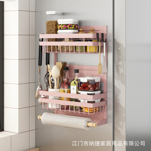 Étagère murale de rangement pour cuisine avec organisateur d'épices et porte-ustensiles pour le rangement des contenants alimentaires, design sans perçage - Product Image 3