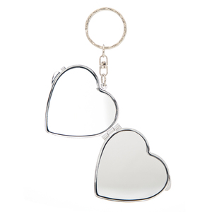 Mini Heart Bling <b>Pink</b> Rhinestone Compact Mirror Keychain Light Gold Electroplated Metal <b>Frame</b> Dual Sided HD Glass Pocket Mirror - Product Image 3