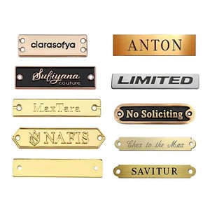 Design piccoli vestiti 3D Logo oro argento emblema di marca in acciaio inossidabile inciso targhetta in metallo personalizzata targhetta - Product Image 1