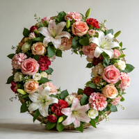 Corona de Flores Artificiales Grande, Centro de Mesa Floral Personalizable para Ceremonias de Boda, Fiestas y Decoración de Eventos