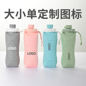 Custom <b>Foldable</b> Silicone <b>Water</b> <b>Bottle</b> Portable For Travel And Sports High Temperature Resistant Food Grade Telescopic Cup - Product Image 5