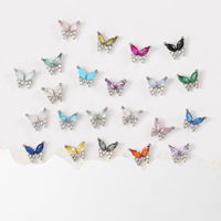 ZUOLA Boucles d'oreilles papillon mignonnes pour femmes, clous d'oreilles en CZ colorés, hypoallergéniques, pour piercing hélix et tragus