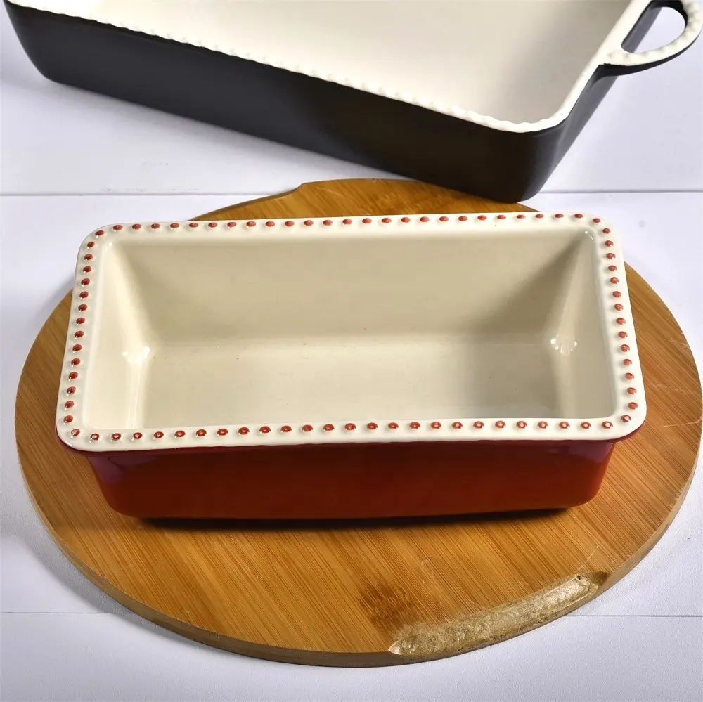 Pan de cerámica antiadherente de 10 "por 6", molde para hornear pan, plato clásico para hornear en la cocina, gres, horno microondas, suministros para hornear seguros
