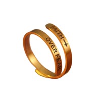 Bague transfrontalière en acier inoxydable plaqué or 18 carats, accessoires unisexes, bijoux européens et américains avec motifs Croix, Foi, Peur