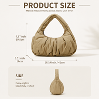 Sac à bandoulière matelassé personnalisé avec logo pour femme, sac hobo en nylon léger, sac fourre-tout demi-lune, sac à main décontracté et tendance
