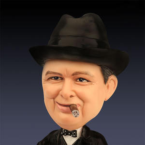 Estatuilla de cabeza de Bobble personalizada del Primer Ministro del Reino Unido Churchill exquisito artículo de decoración para el hogar estatuilla de resina transfronteriza al por mayor - Product Image 5