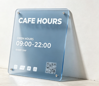 Panneau d'horaires d'ouverture en acrylique moulé sur mesure avec logo pour publicité en vitrine, idéal pour les boutiques, fournisseur en gros, OEM