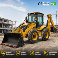 Chargeuse-pelleteuse 4x4 avec godet avant et pelle arrière pour chantiers de construction et travaux d'entretien routier – Approvisionnement direct usine