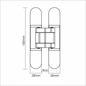 Bisagra Oculta Ajustable 3D de Alta Resistencia 160x28mm 80KG, Bisagra Invisible de Aleación de Zinc Negro Mate para Puerta Interior de Madera Pesada - Product Image 2