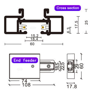 Rail de guidage <span class=keywords><strong>suspendu</strong></span> en aluminium à circuit unique dilaté LEDEAST T025 à 2 fils <span class=keywords><strong>pour</strong></span> boutiques, centres commerciaux et magasins - Product Image 3