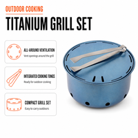 Grille de barbecue en titane Keith avec pieds pliables, légère, pour camping en plein air, pique-nique, barbecue au charbon de bois