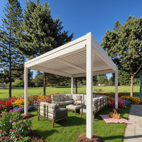 Pergola en aluminium avec lumières LED, toit à lames, bioclimatique, pour jardin, gazebo, ambiance festive, pavillon de jardin