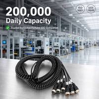 Kabel Spiral M12 Kustom dengan JST SHD 0.8-1.25mm Pitch, untuk Industri Medis, PBT Nylon IP67, Elektronik, Pabrik Baja