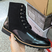 Chaussures chaudes à tige haute pour grandes tailles 47 48, bottes de neige en cuir PU à lacets tendance pour hommes