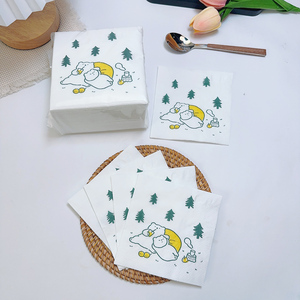 100 points serviettes imprimées 230mm forêt ours <span class=keywords><strong>serviette</strong></span> jetable papier dîner serviettes pour <span class=keywords><strong>cantine</strong></span> et café utilisation - Product Image 2