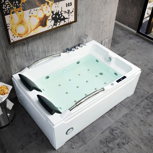 Vasca Idromassaggio di Lusso Moderna Rettangolare per 2 Persone, in Acrilico Bianco, Autoportante, con Scarico, <span class=keywords><strong>Portatile</strong></span>, Trasparente, per Interni - Product Image 2