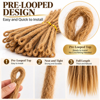 Extensions de dreadlocks pré-bouclées 100 % cheveux humains, faits à la main, en cheveux caucasiens, avec pointes lâches, vendues à l'unité