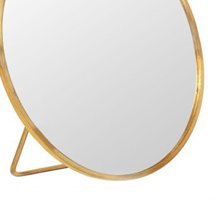 Espejo de mesa de hierro con marco dorado para maquillaje de lujo, espejo de maquillaje redondo de escritorio, espejo vertical Simple - Product Image 4