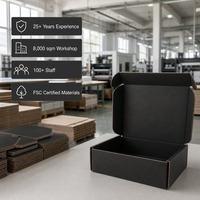 Boîte d'expédition pliable en carton ondulé noir C5 personnalisée, étanche, avec fermeture à languette, pour vente en gros, approvisionnement direct en vrac, vente au détail, gaufrage