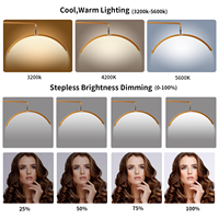 Lámpara de Piso FOSOTO Moderna de Media Luna para Pestañas, 320 LED, 3200-5600K, Regulación Continua, Rotación de 360°, Acero Inoxidable, para Belleza